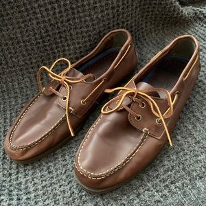 Eddie Bauer Tie Up Brown Leather Loafers